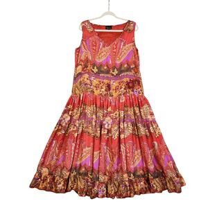 Lynn Ritchie Womens Vintage Silk Tiered Maxi Dress Size Small Drop Waist Paisley